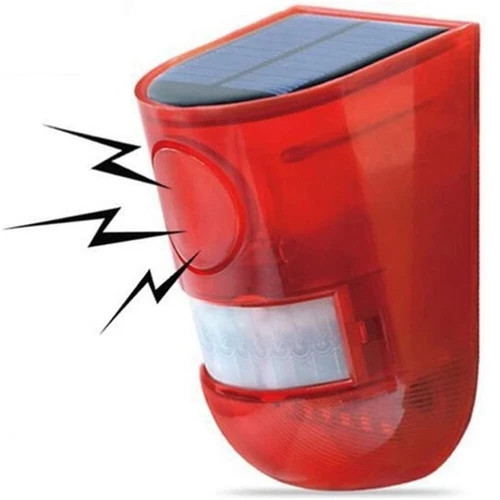 Solar Alarm LED Light Solar Strobe Light Wireless Motion Sensor Detector Outdoor