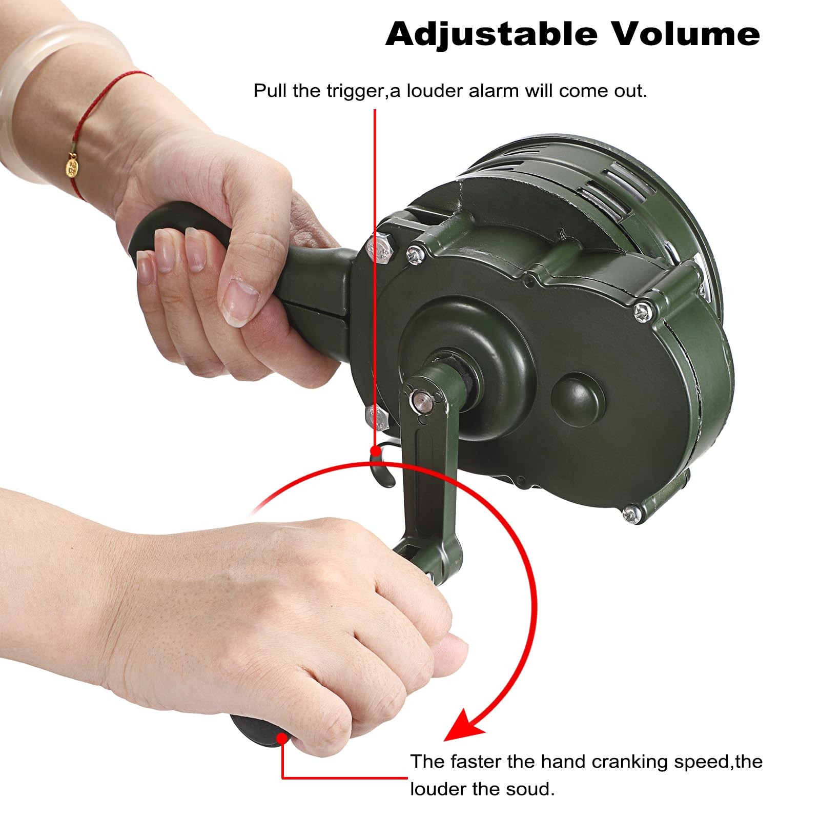Hand Crank Siren Manual Operated Air Raid Siren with Foldable Handle for Spor…