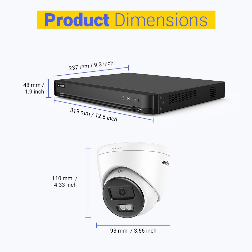 ANNKE 16CH 4K DVR 5MP Two Way Audio Security Camera System AI Color Night Vision