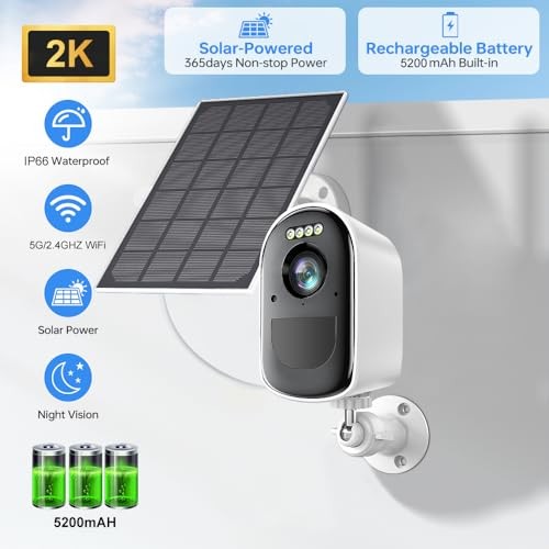Security Cameras, Wireless Camera Outdoor Powered by 1 Count white and black