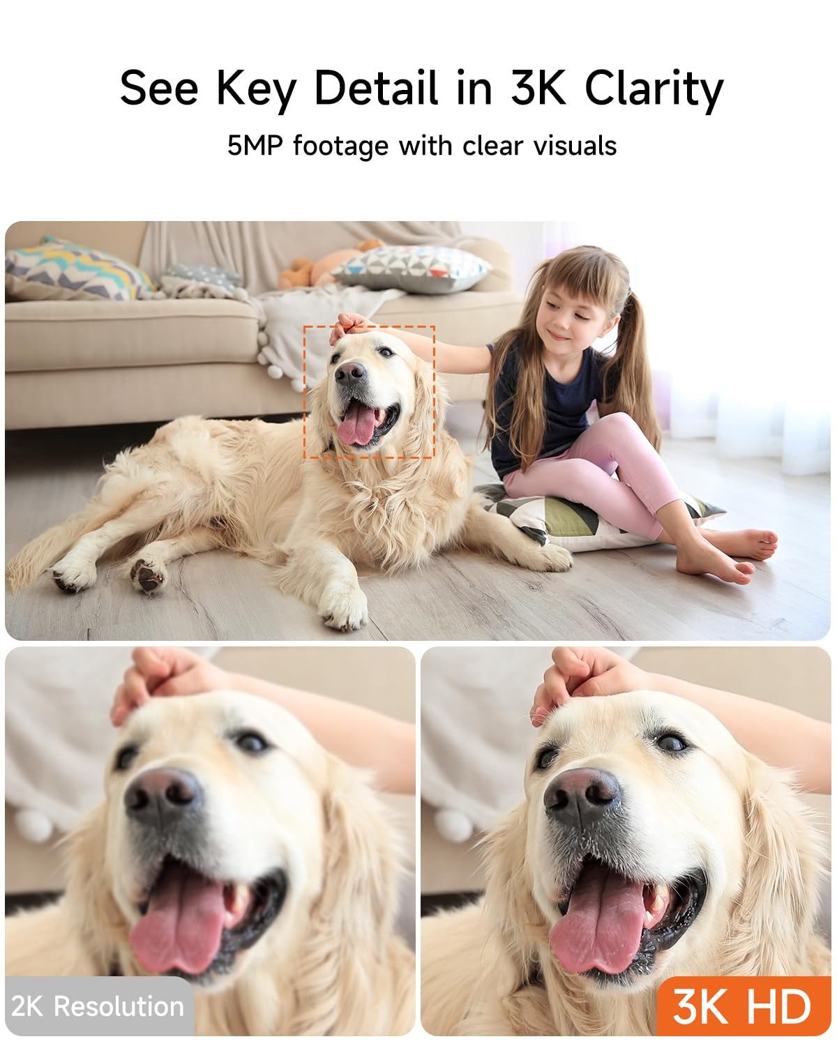 CINMOORE 5G Pet Camera Indoor with Phone App, 3K Cat Dog Cameras White
