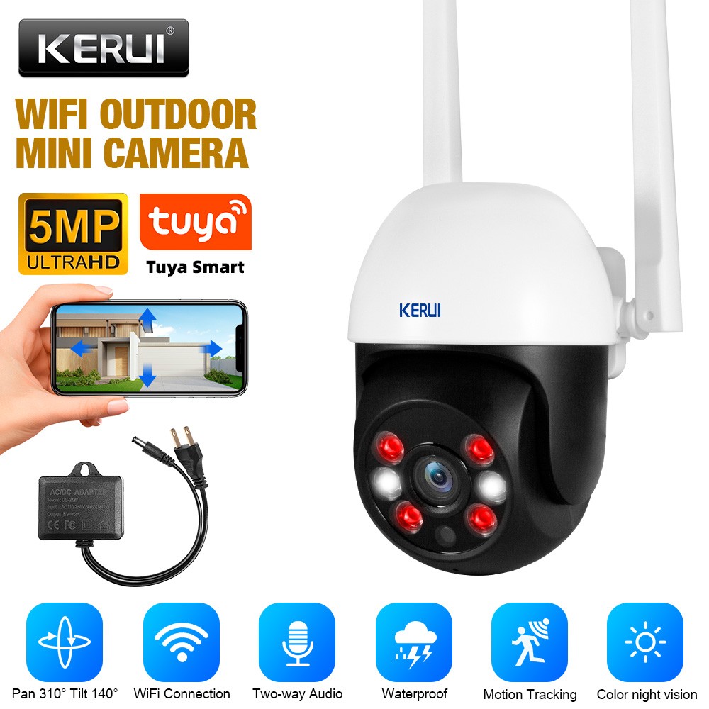 KERUI 5MP Ultra HD WiFi Camera 6 LED Fill Light Indoor Outdoor Home Security