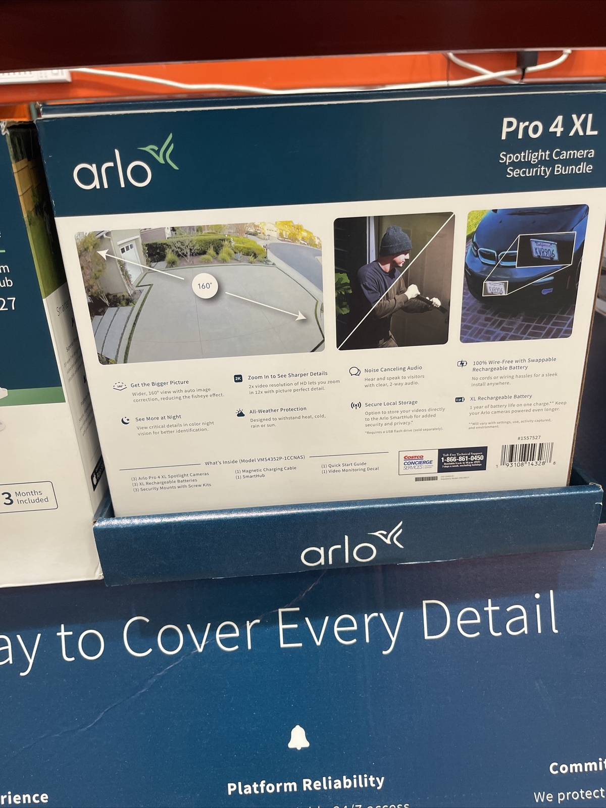 Arlo Pro 4 XL Spotlight 3 Cameras with Smart Hub Security Bundle VMS4352P-1CCNAS