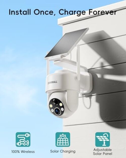 2K Solar Security Cameras Wireless Outdoor, 360° PTZ Camera for Home 1-Pack