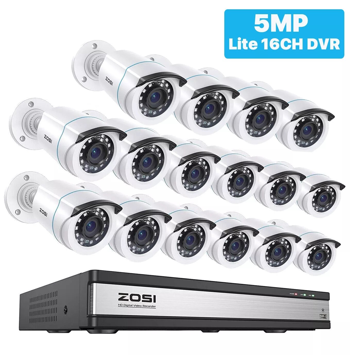 ZOSI 1080P 16CH Home CCTV Security Camera System Outdoor Night Vision Waterproof