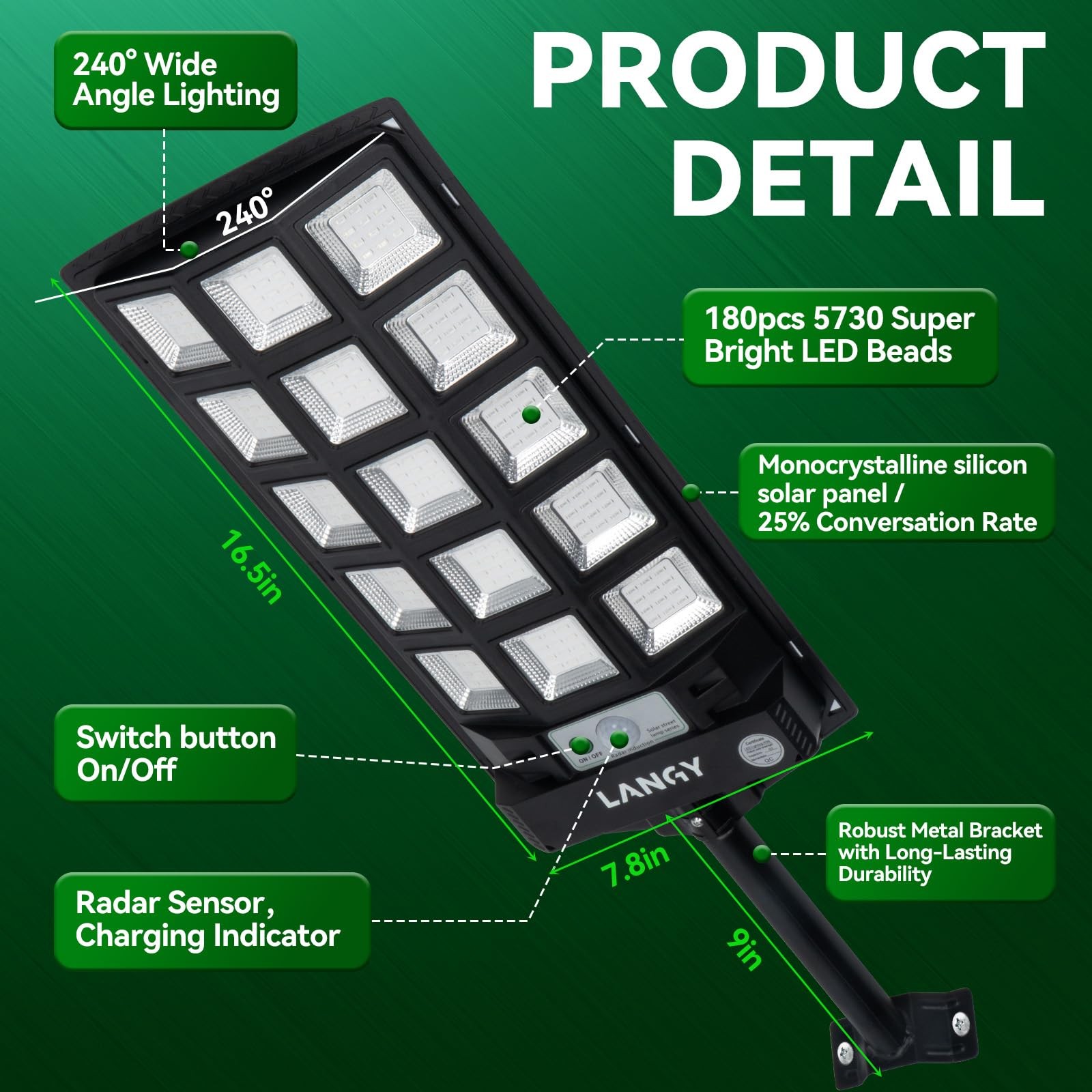 LANGY 2PACK Hog Lights 12000LM Waterproof, Green Light for 2 PACK, Black