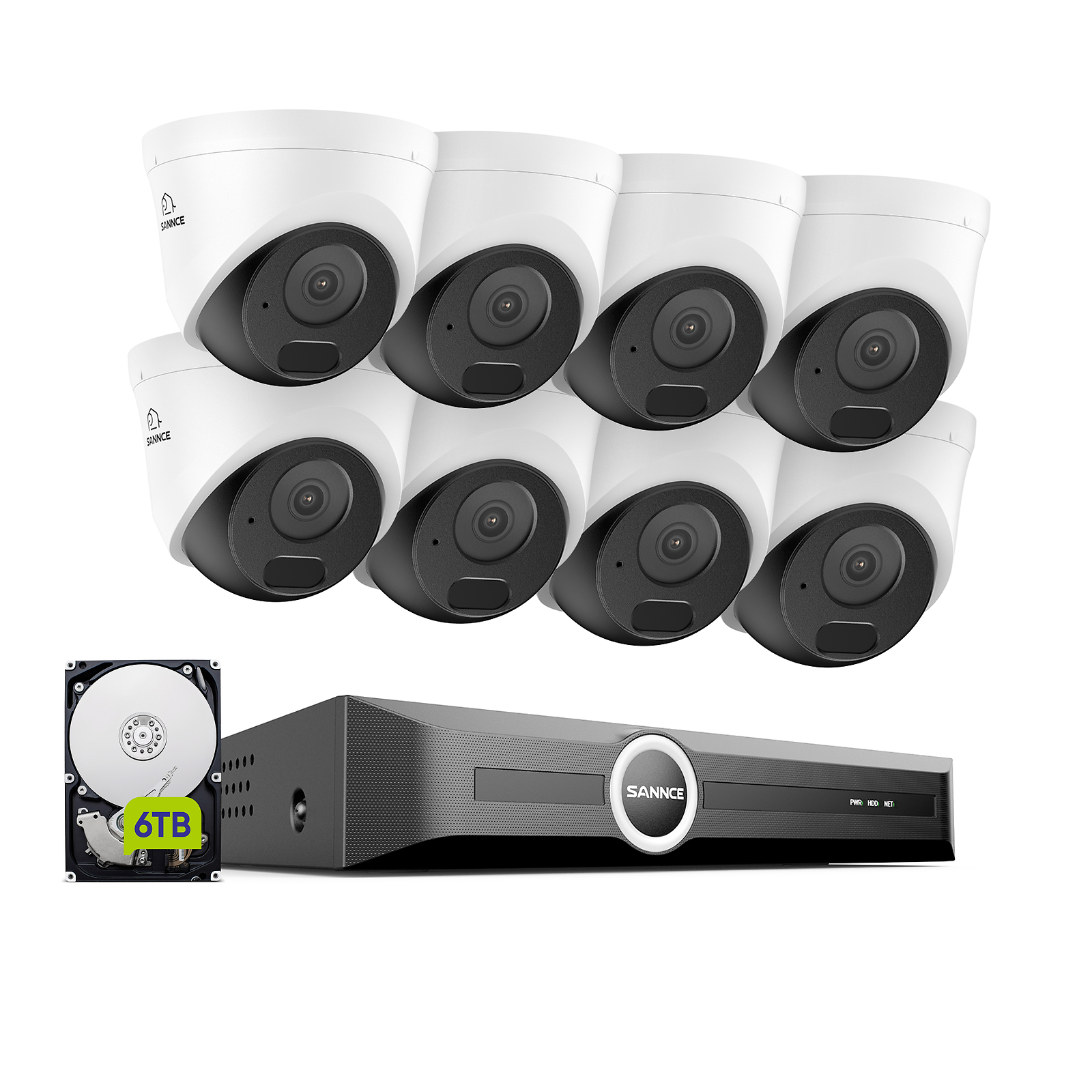 SANNCE 8CH NVR 3MP 5MP POE AI Security IP Camera System Outdoor Audio Recording