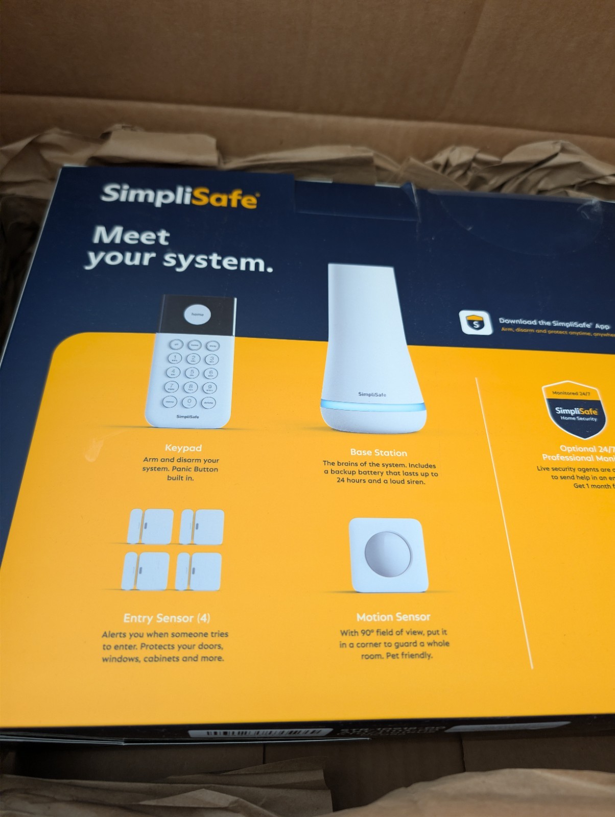 SimpliSafe 7 Piece Wireless Home Security System Optional 24/7 Professional