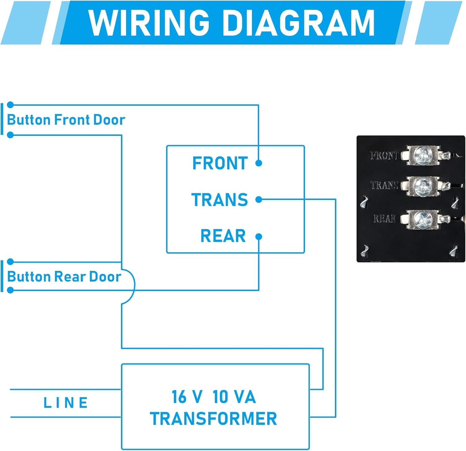 Wired Doorbell Chime, 16V 10VA Front and Rear Door Chime for Home Wall…