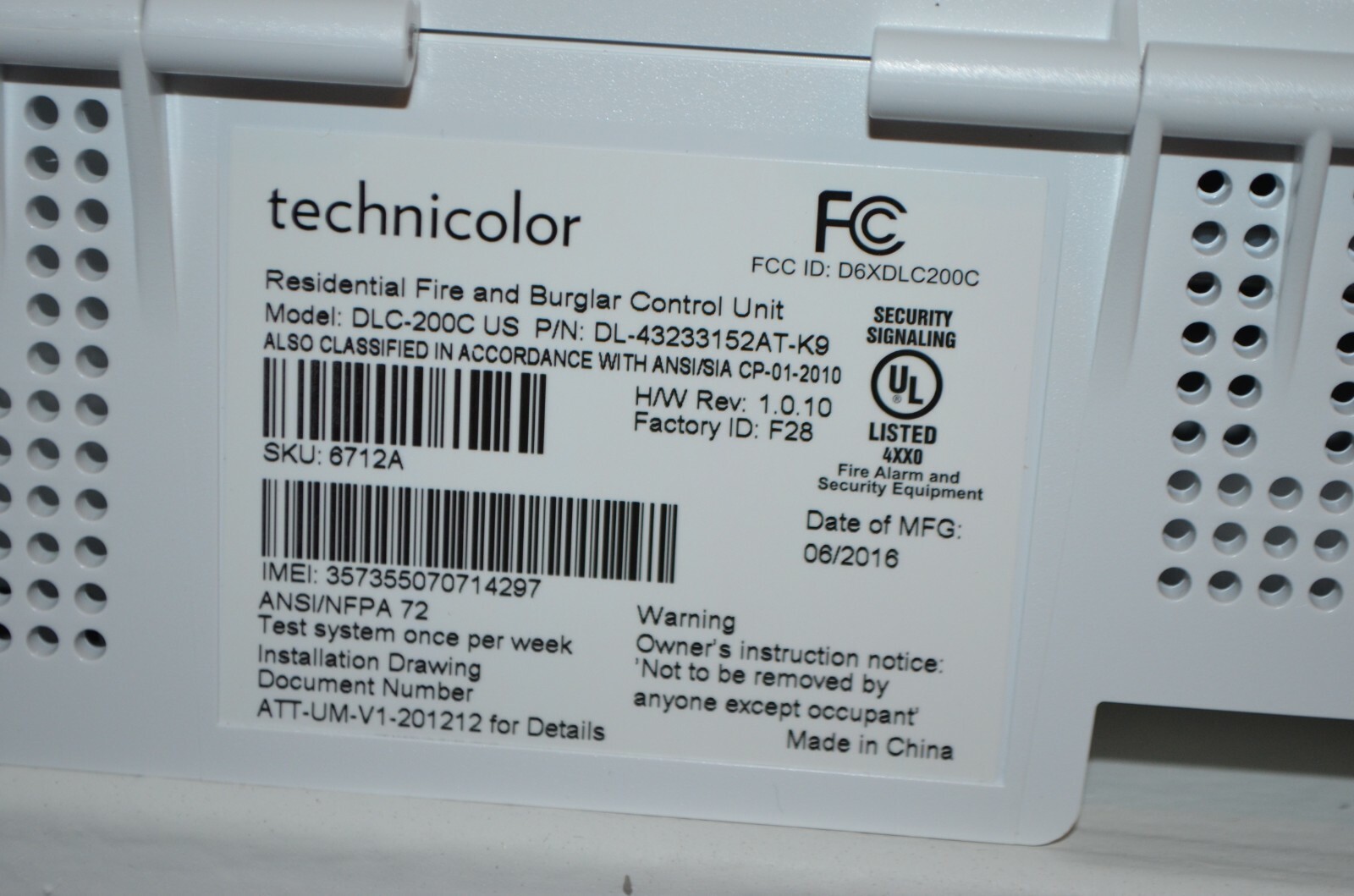 New KIT AT&T DLC-200C Digital Life Controller Fire Burgler Alarm Control Unit