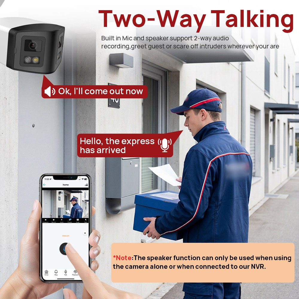 Vikylin 8CH 8 POE CCTV System Dual Lens 4MP IR Full Color Camera 2Way Audio Lot