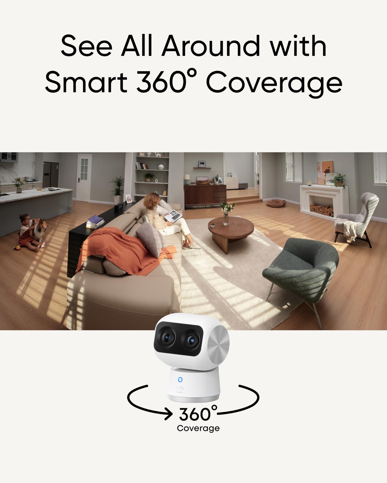 eufy Security 4K Indoor Cam S350, No Subscription, Dual 1-Pack, White