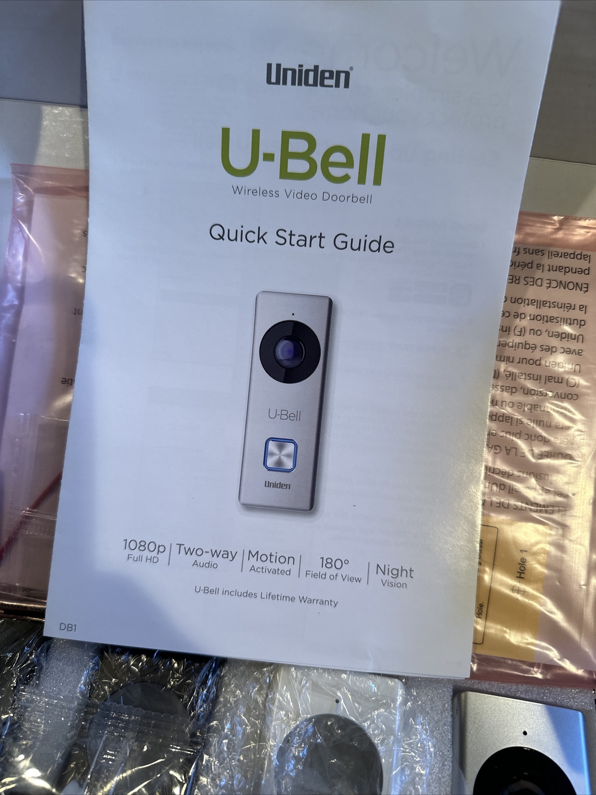 Uniden DB1 Wireless Video Doorbell