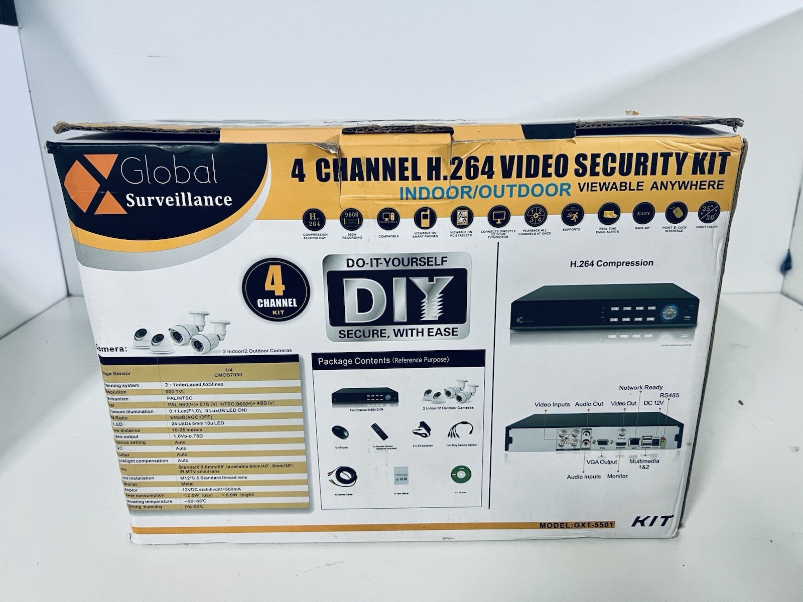 Global Surveillance 4 Channel H.264 Video Security Kit Wired Indoor/Outdoor DVR