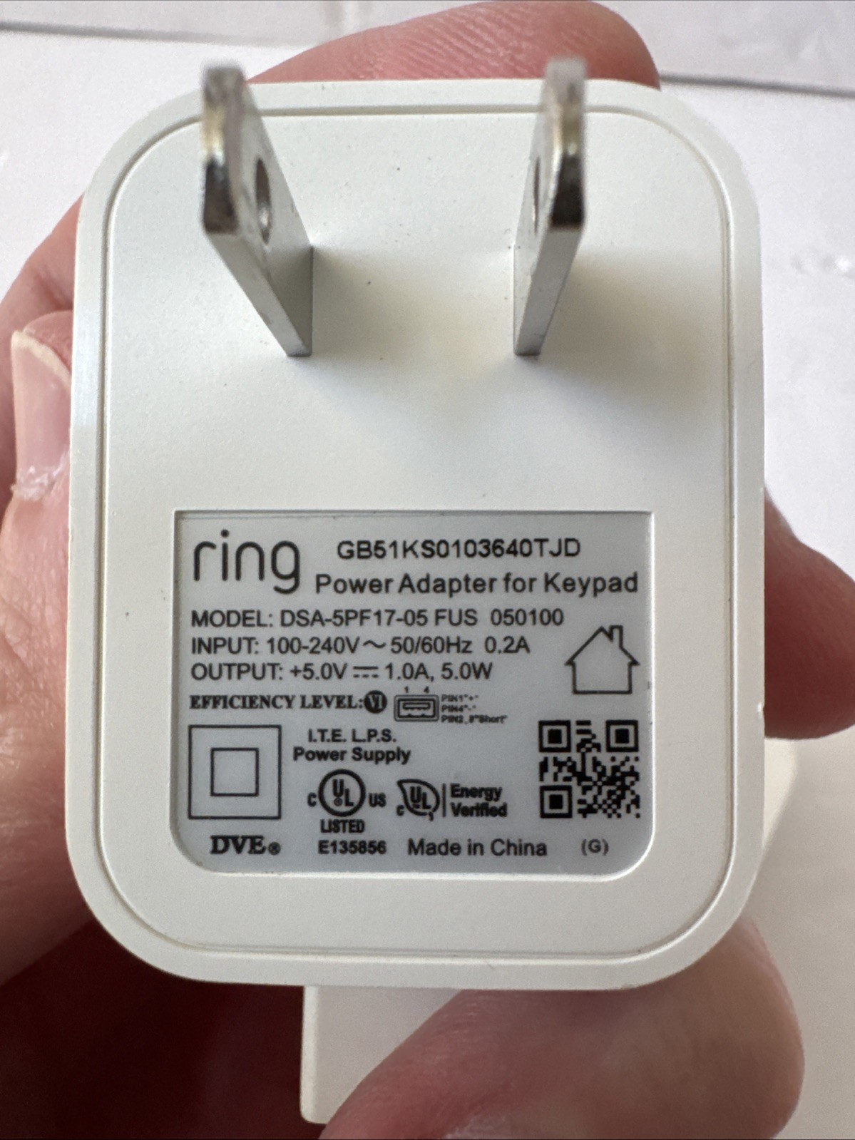 Ring Alarm Keypad (2nd Gen) Model 5AT2S7 Z-Wave Plus w/ Power Adapter Works