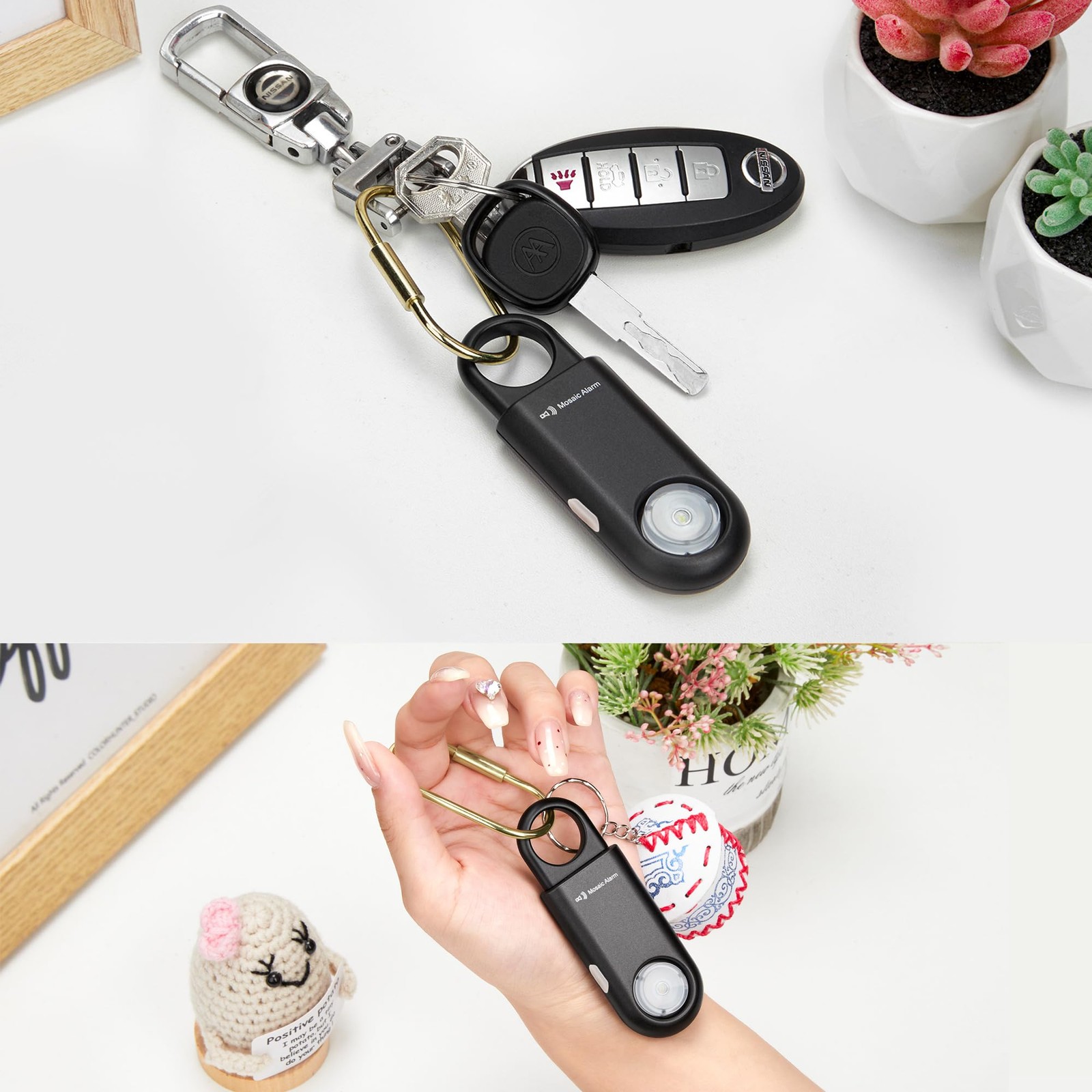 135dB Rechargeable Personal Safety Alarm Strobe Light Flashlight Keychain Sir…