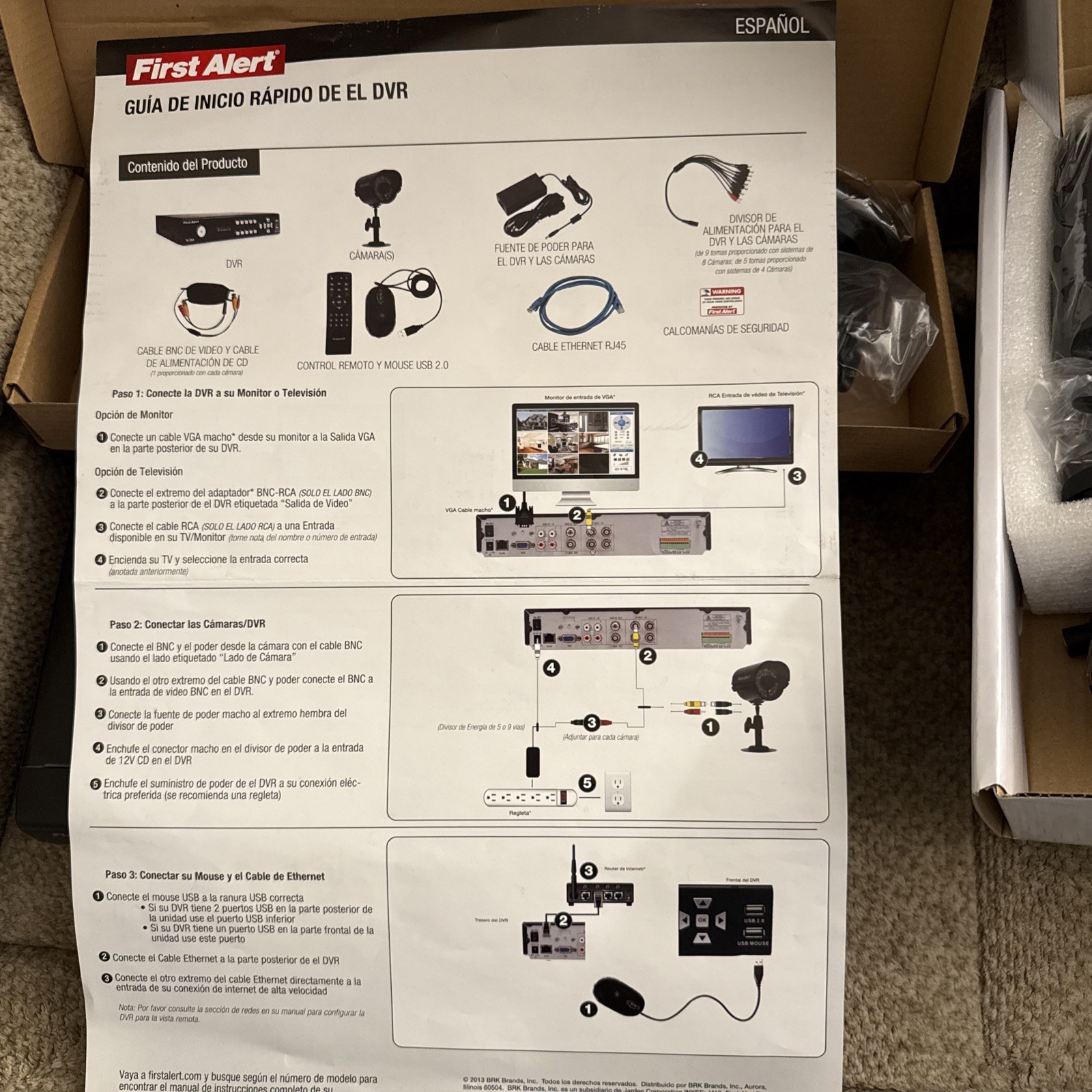 First Alert Video Security System 2 Cameras 4 Channels Av.75 Ft Cable Missing Pc
