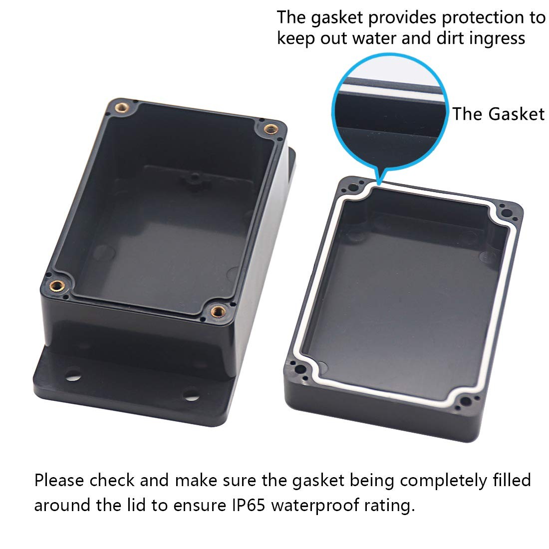 Zulkit Junction Box ABS Plastic Dustproof Waterproof IP65 Universal Black