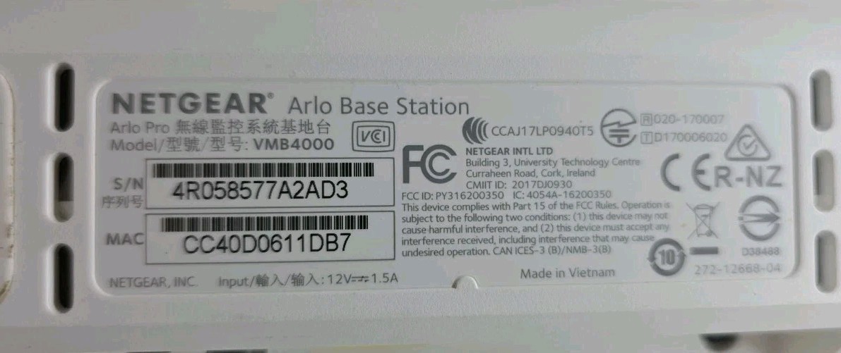 Lot Of 3 Arlo/Netgear Security Cameras /Base Station, Batteries & Charger AS IS