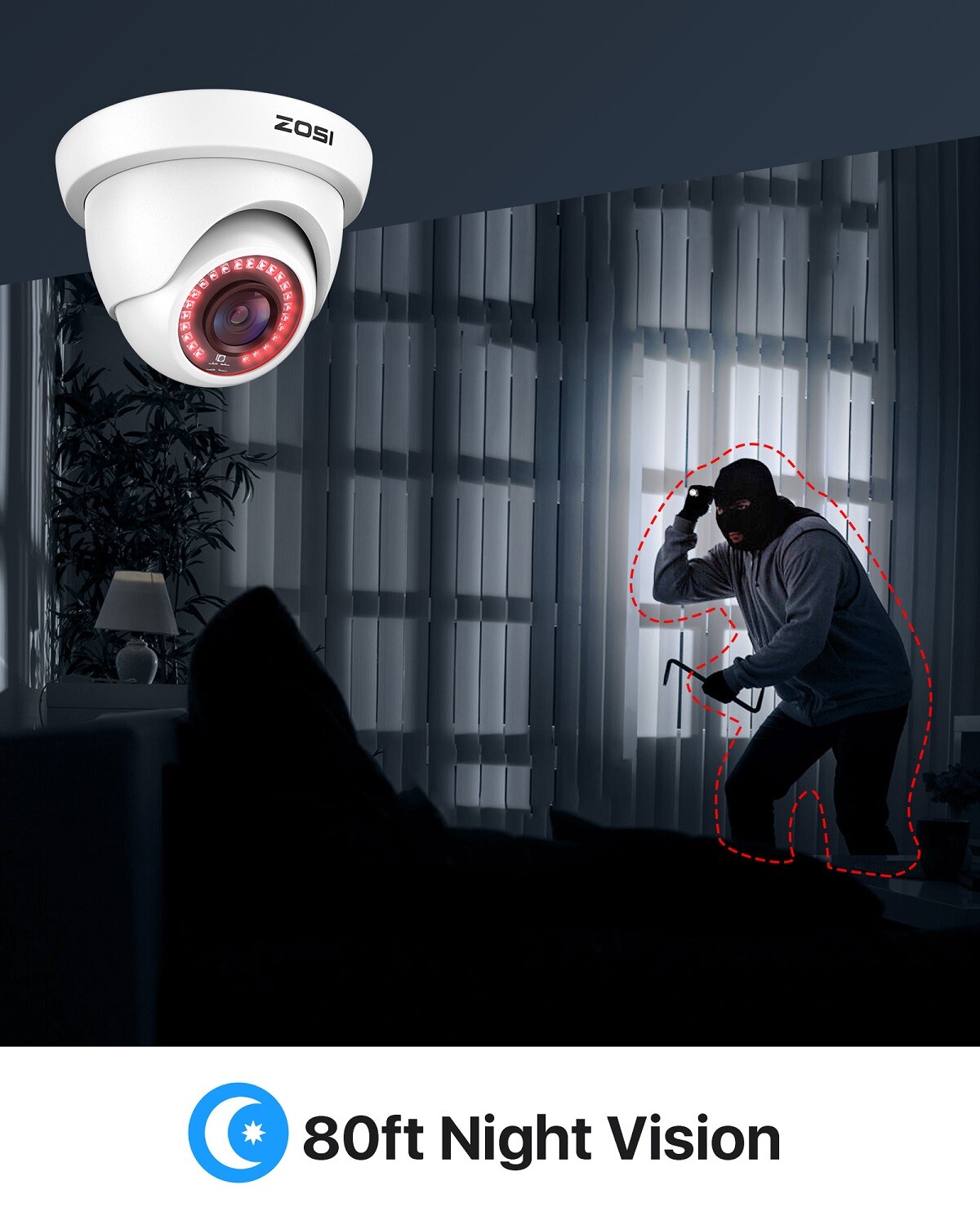 ZOSI 8CH H.265+1080P HD CCTV Home Security Camera System 1TB HDD IR Night Vision