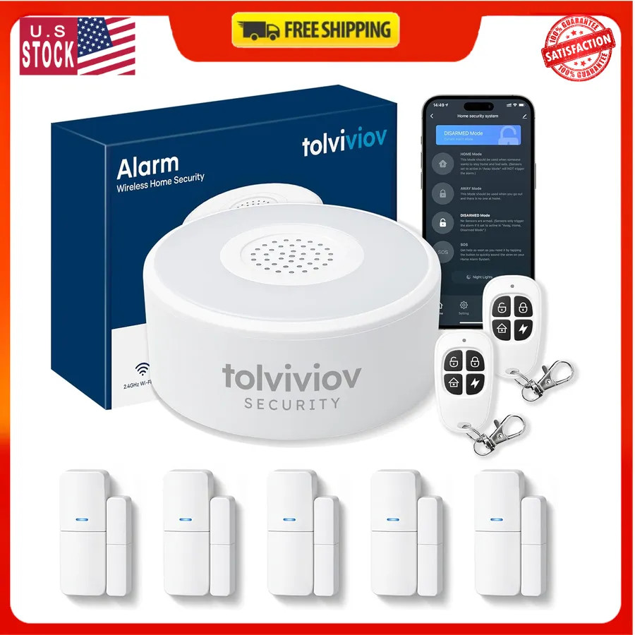 WiFi Wireless Home Security Alarm System 8 Piece Kit App Control Alexa Compat…