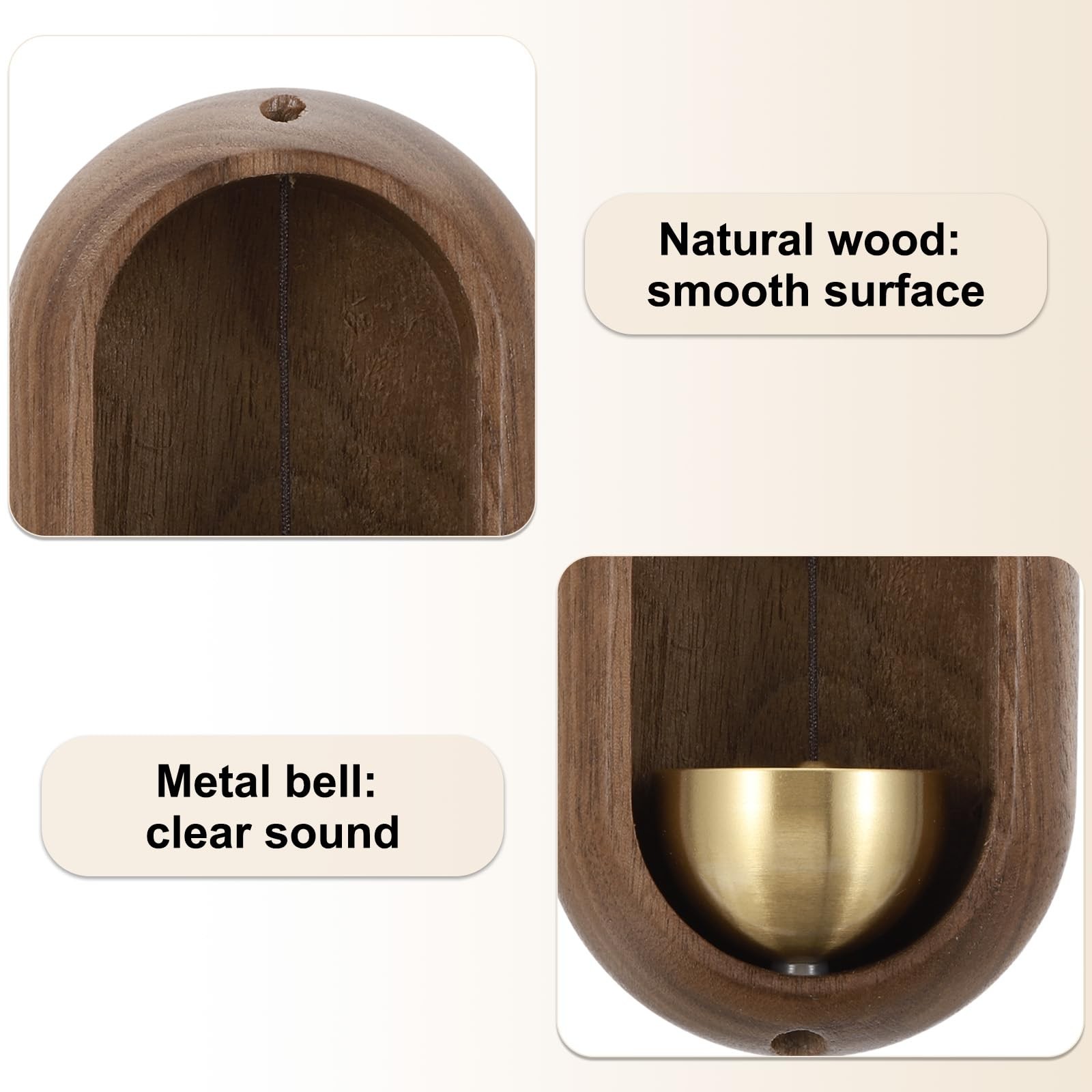PATIKIL Shopkeepers Bell, Wood Door Chime Hanging Magnetic Bell Brown