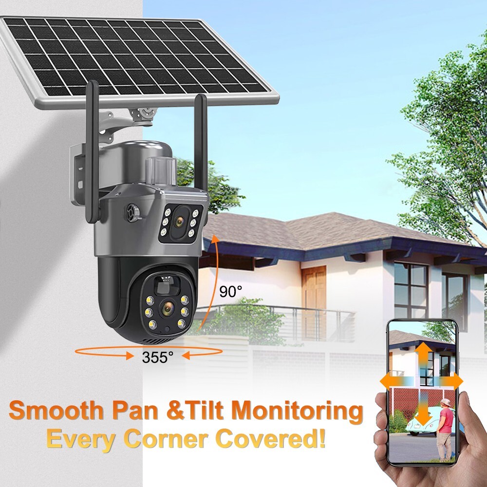 WIFI 8MP Wireless Solar Camera CCTV color Night Vision Security Surveillance