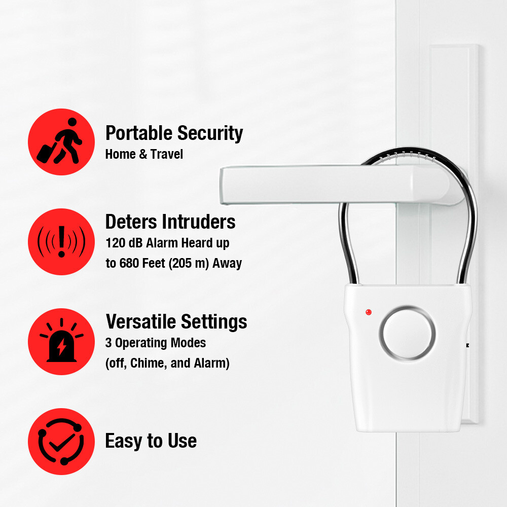 120dB Touch Sensor Door Handle & Window Burglar Alarm – Anti-Theft Alarm System