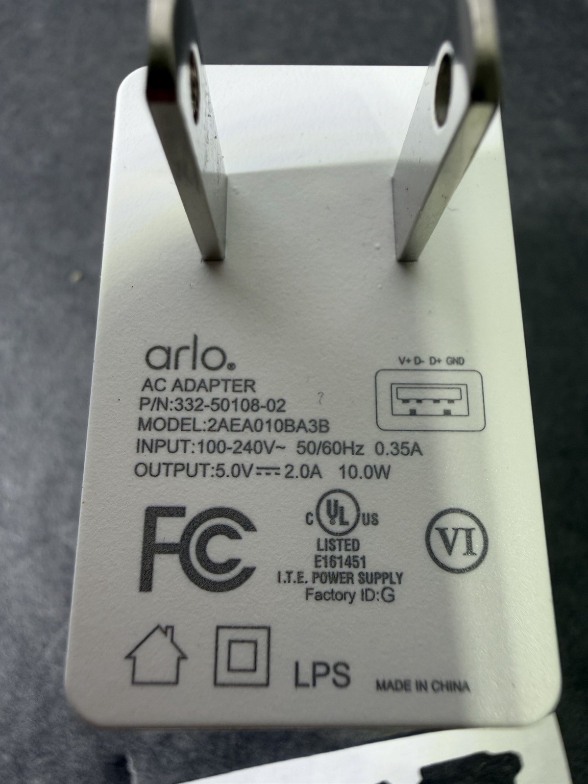 ARLO ULTRA Security System AC Adapter 2AEA010BA3B