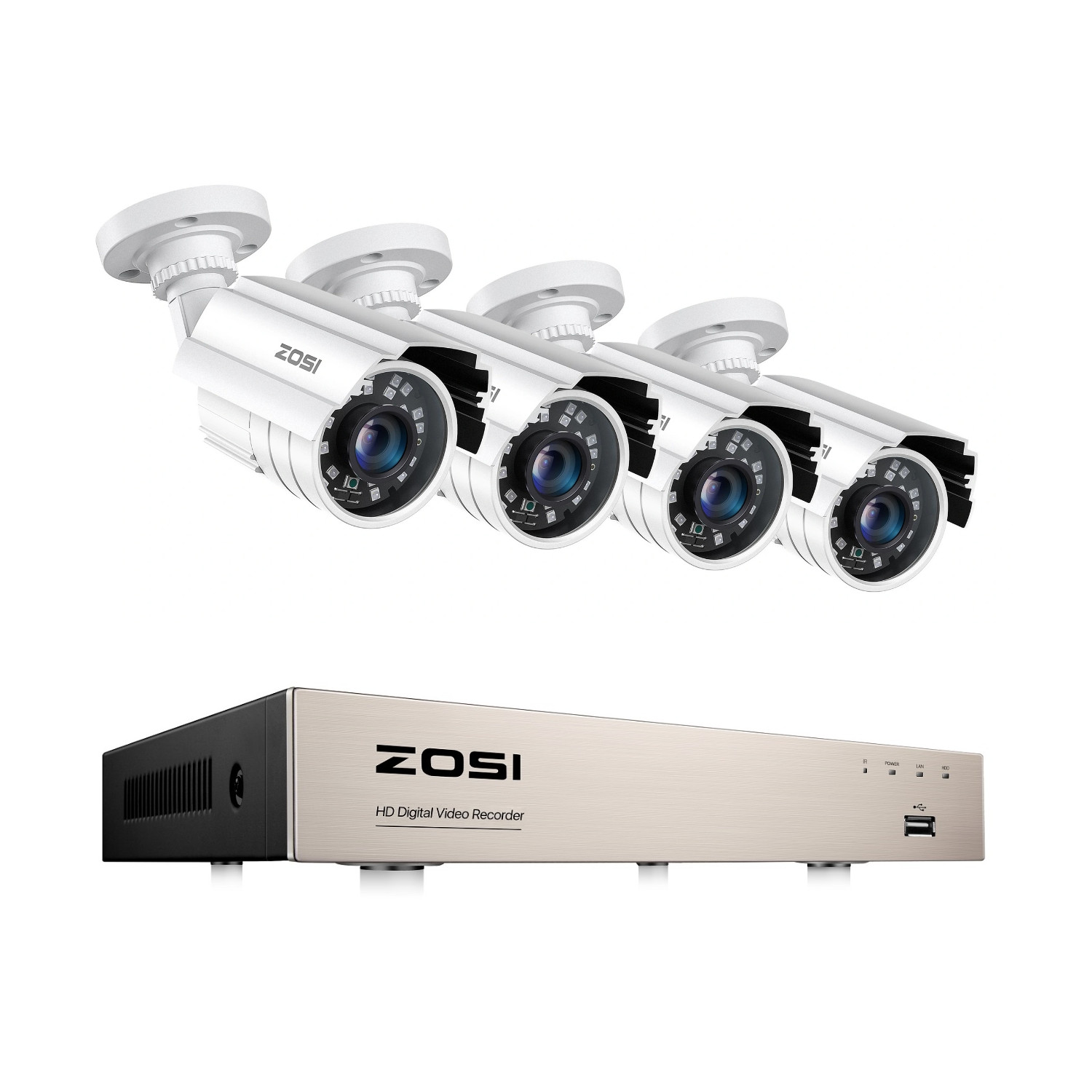 ZOSI 8CH H.265+ 5MP Lite HDMI DVR 1080P Home Security Camera System Weatherproof