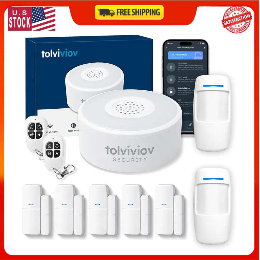 WiFi Wireless Home Security Alarm System 8 Piece Kit App Control Alexa Compat…