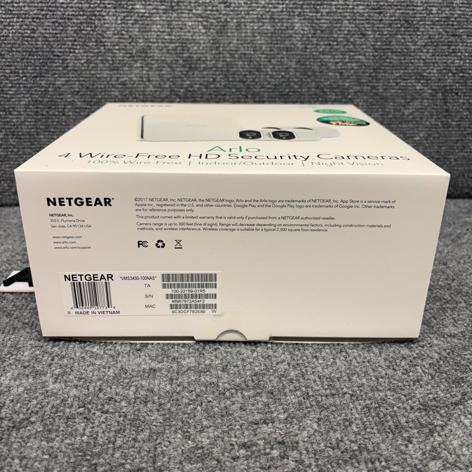 Netgear Arlo 4 wire-free HD Security Cameras VMS3430-100NAS NEW