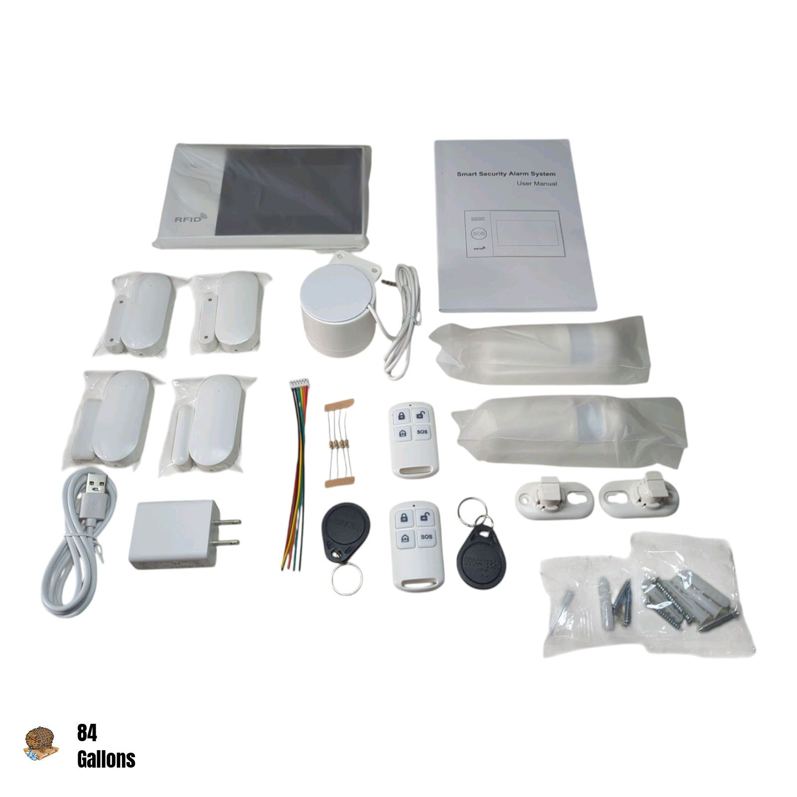 Wireless Smart Home Alarm System – ‎PG107F with Door & Motion Sensors Remote