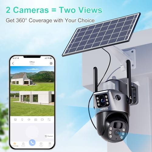 4MP Wireless Solar Security Cameras, WiFi Cameras Outdoor for Home Gray