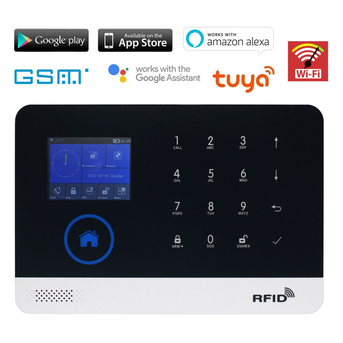 WiFi GSM Tuya APP Wireless Home House Security Alarm Burglar System+Alexa+Google