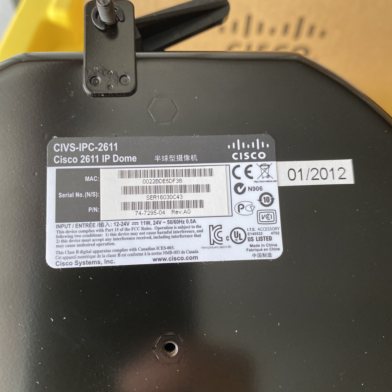 Cisco CIVS-IPC-2611 Video Standard Definition IP Dome Camera