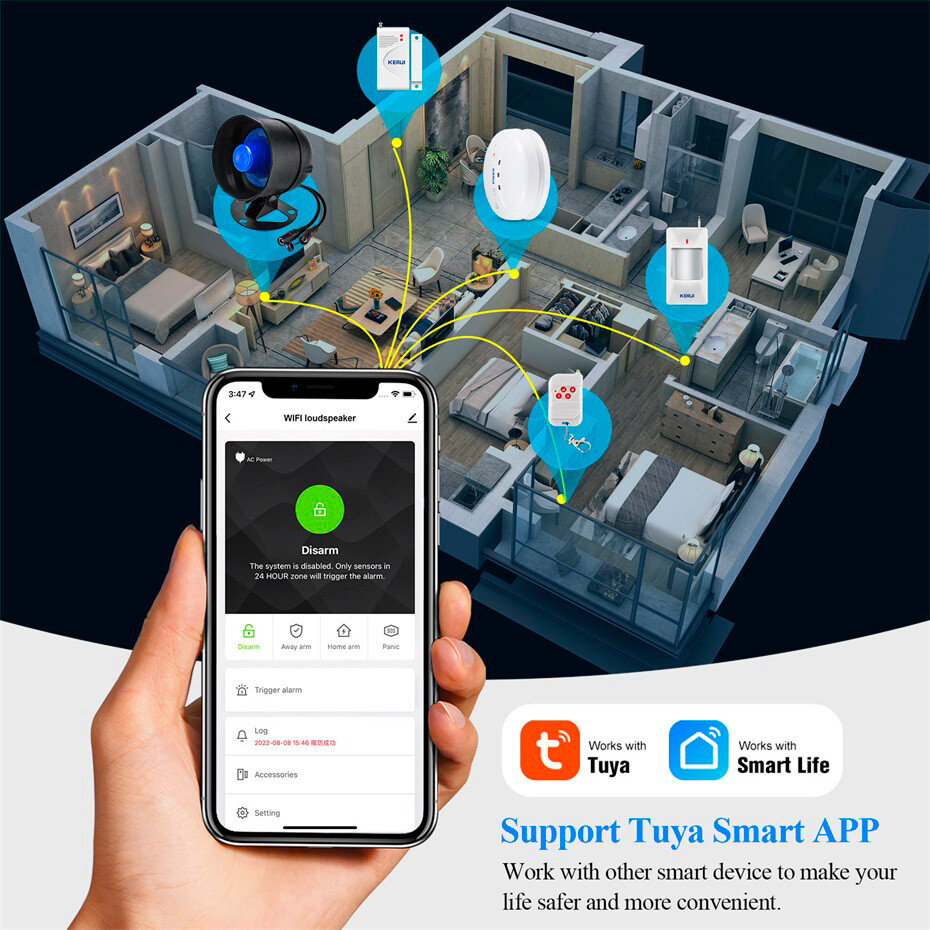 120dB Siren Wireless Smart Alarm System Expandable Door Window Sensor Kit