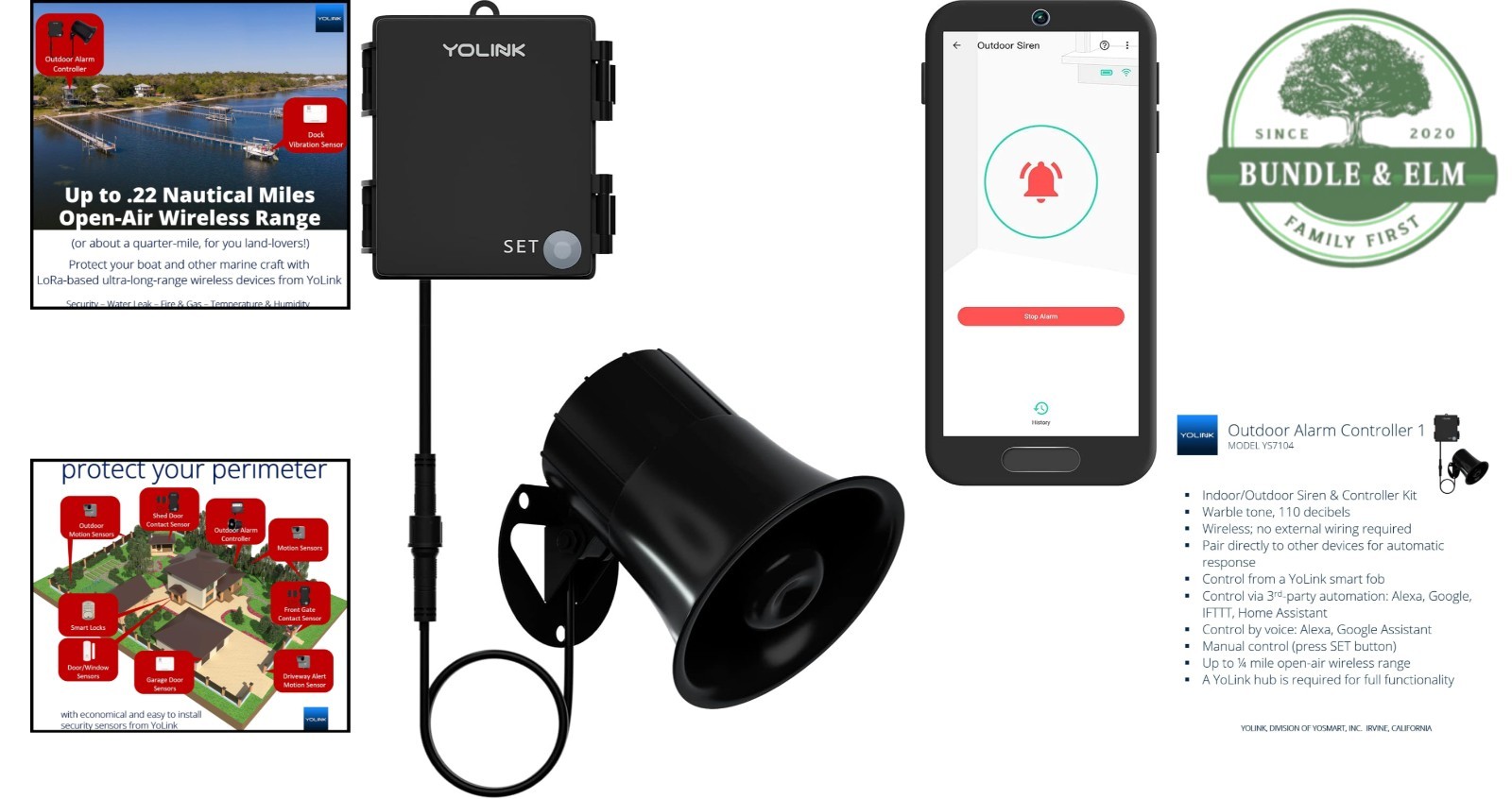 Long Range Wireless Siren Kit with Motion Detection & Voice Control Features