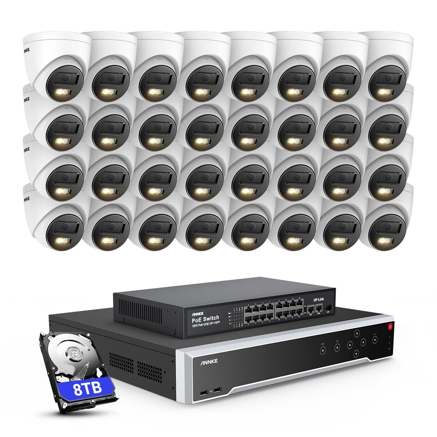 ANNKE 32CH NVR 12MP Audio POE Security Camera System Outdoor Color Night Vision