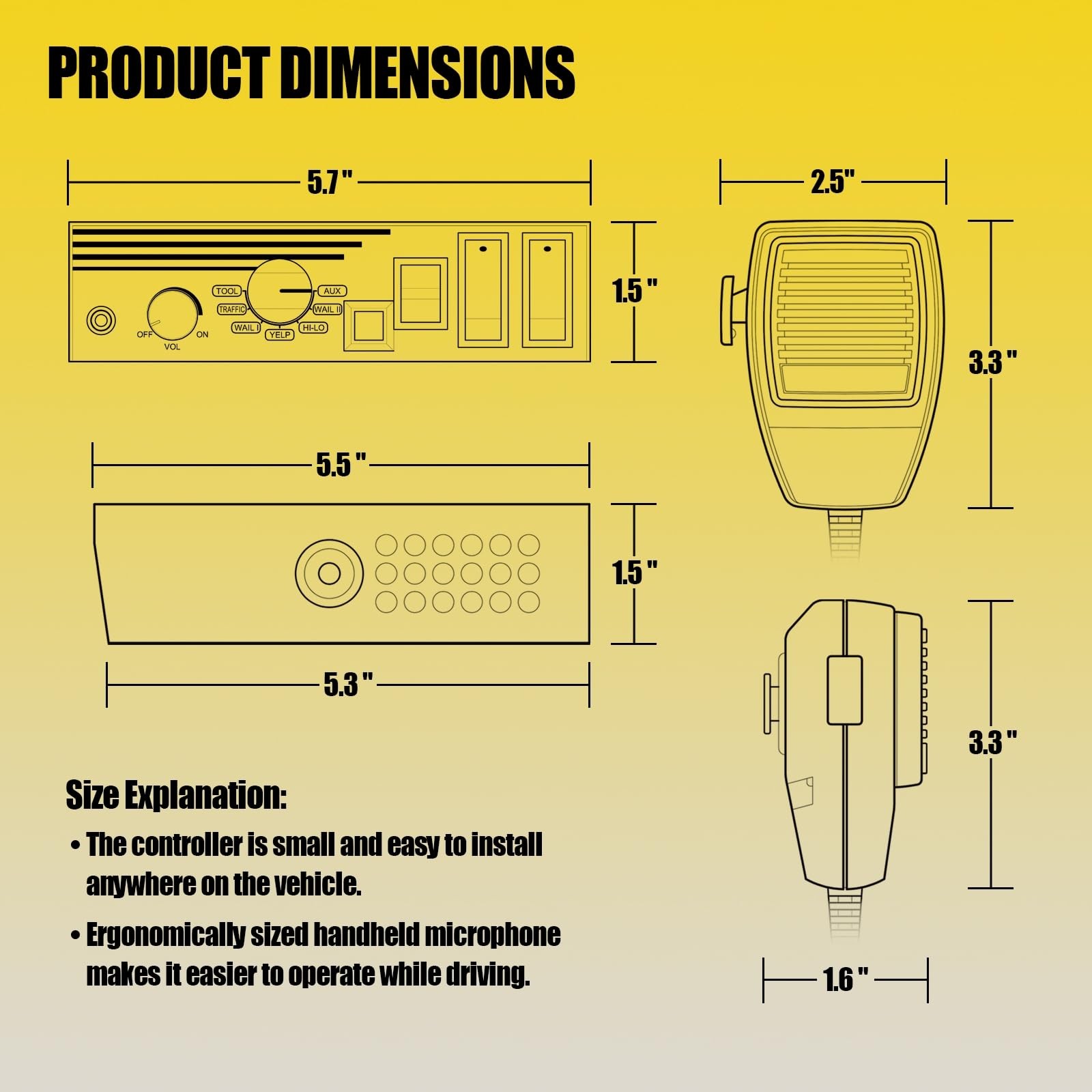 12V 400W Siren 9 Tones Warning Emergency Siren PA System with Handheld Microp…