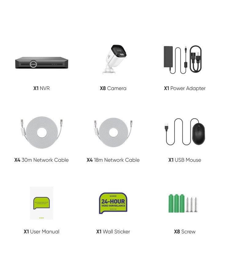 SANNCE 5MP POE Audio Recording Security Camera System 8CH NVR AI Human Detection