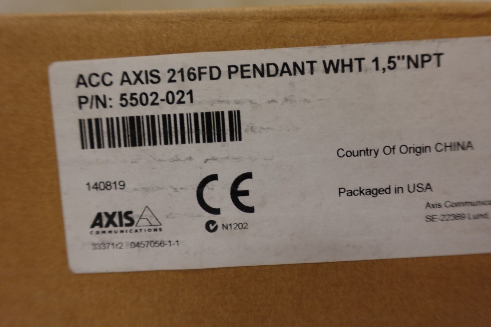 Axis Communications 216FD Surveillance Camera Pendant Hardware Kit New 5502-021