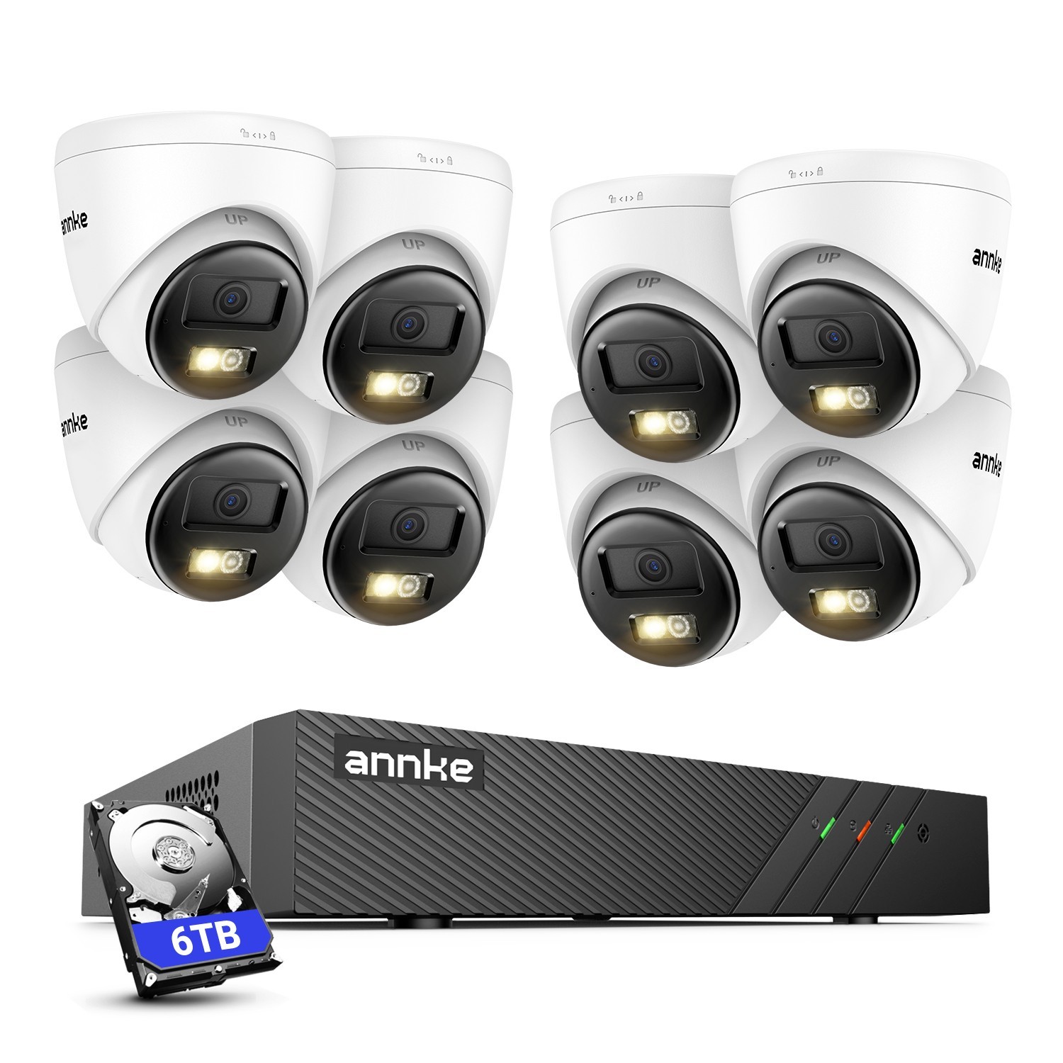 ANNKE 8CH 8MP NVR 5MP Two Way Audio PoE Security IP Camera System AI Color Night