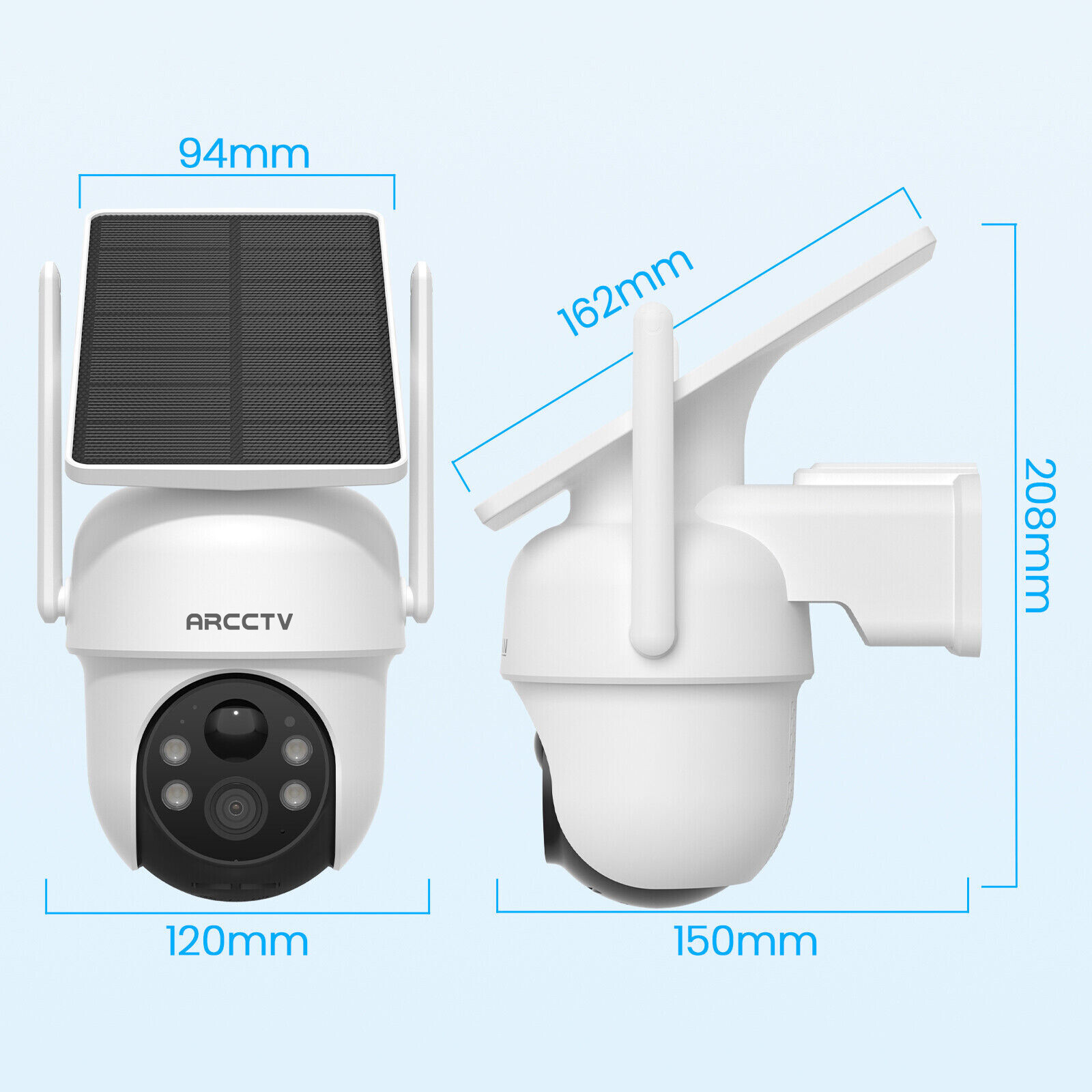 Solar Battery Powered Wireless Security Camera System Home Outdoor Wifi IP Audio