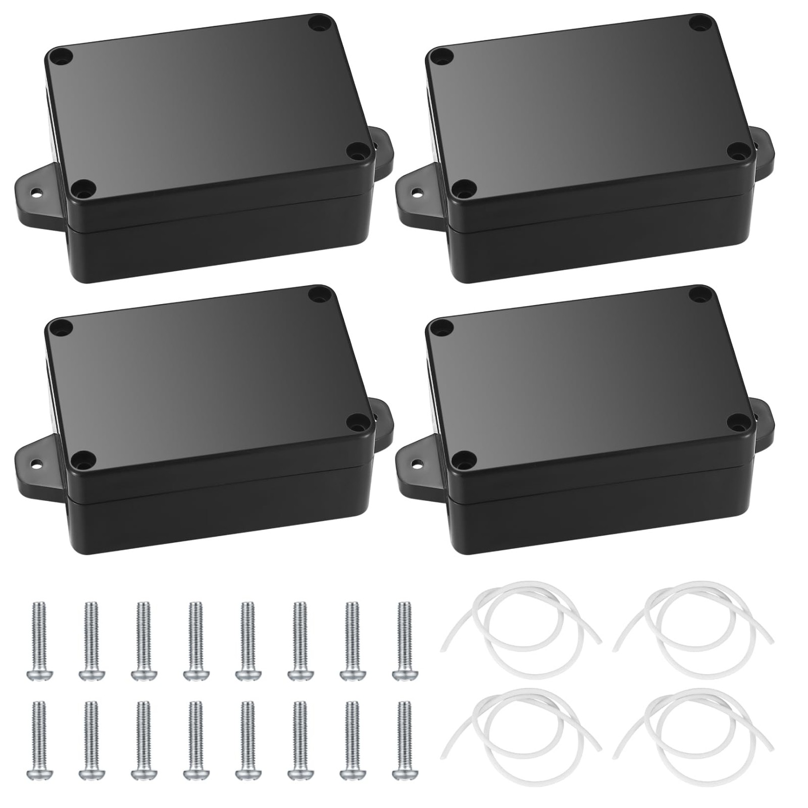 Project Box, 4pcs Junction Boxes, IP65 4 Boxes with Fixed Ear, Black