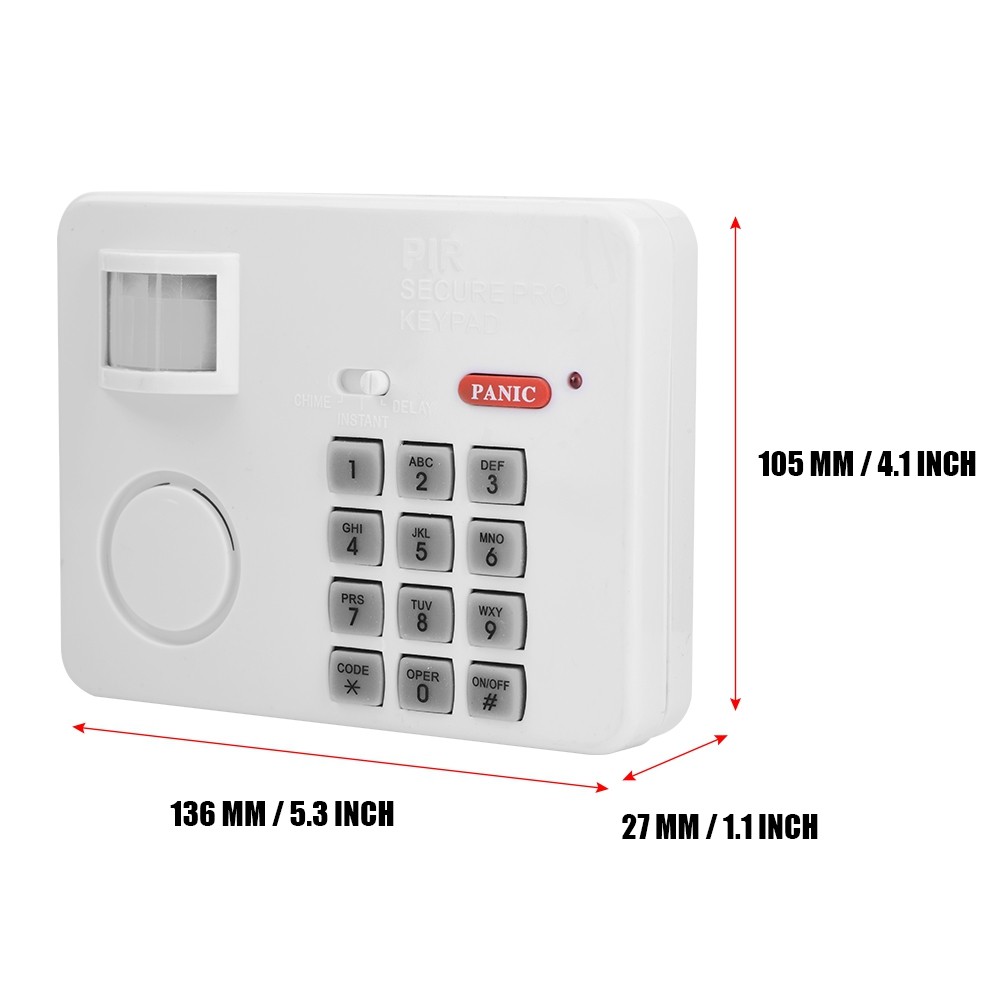 Wireless PIR Motion Sensor Alarm Password Home Security Keypad Remote
