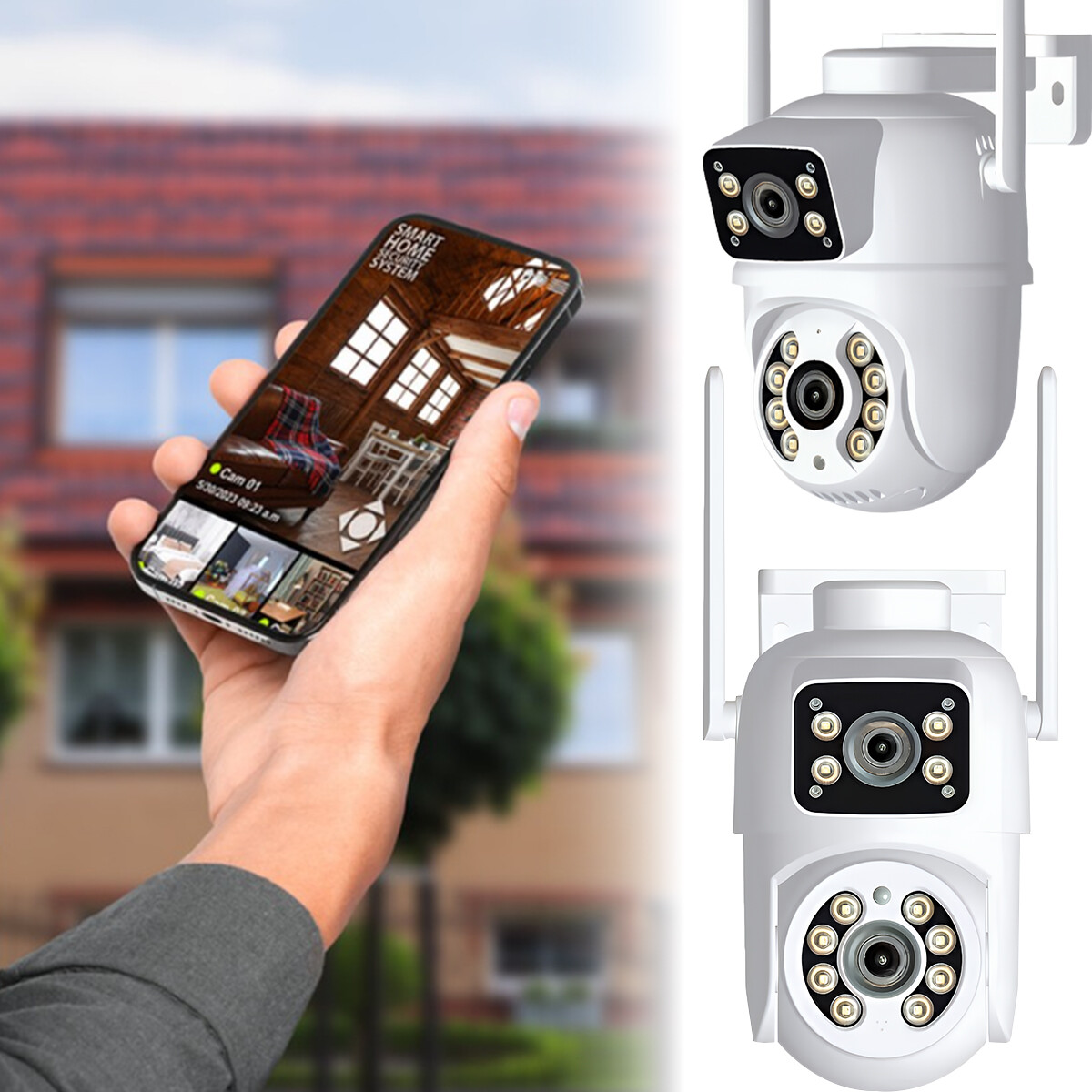 Wireless IP WIFI Camera Outdoor CCTV PTZ Smart Home Security IR Cam Dual lens