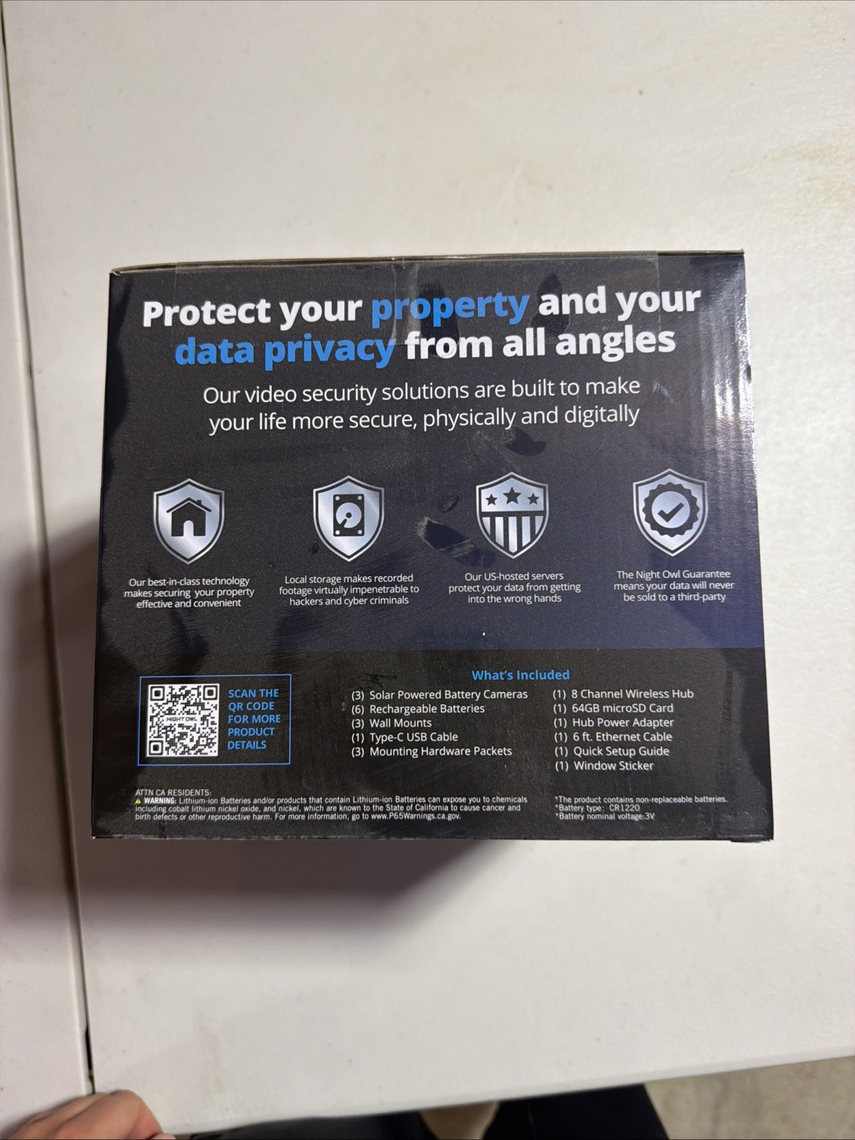 8-Channel 2K 64GB Security System with 3-Battery Solar Powered Spotlight Cameras