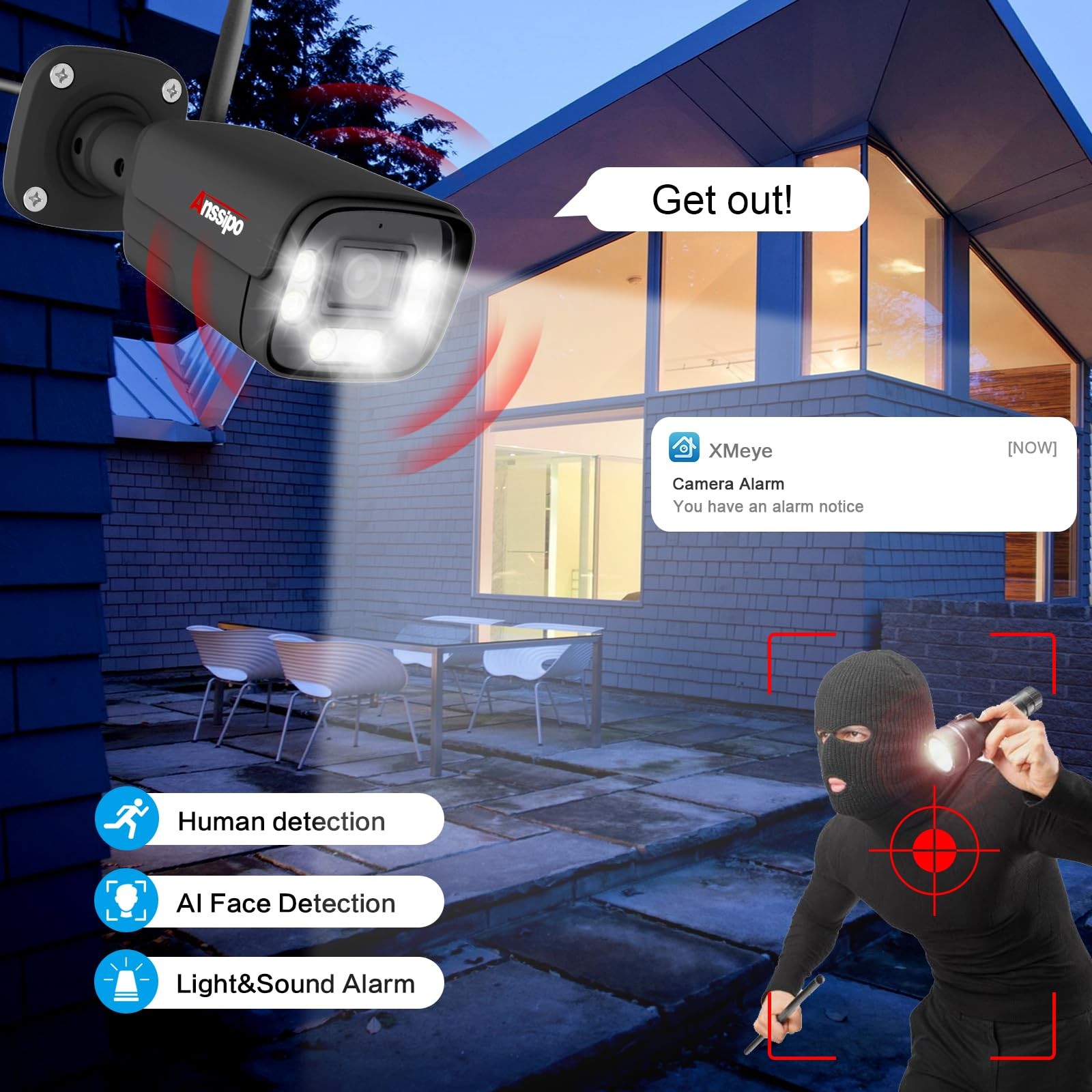 Security Camera System Wireless, 8 Plug-in Wired Outdoor Indoor Cameras