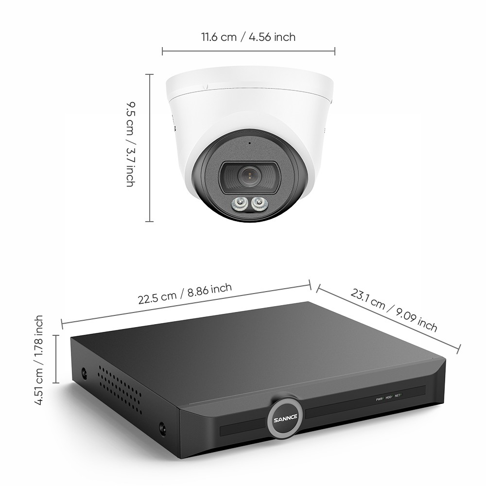 SANNCE 8CH NVR 3MP Audio PoE IP Security Camera System Outdoor Color Night AI